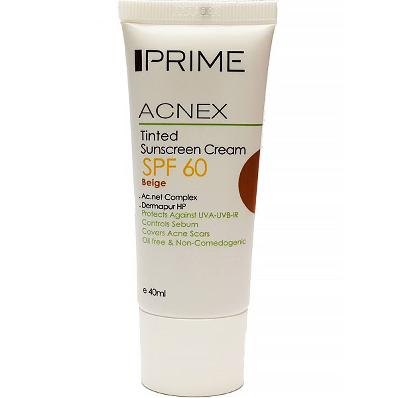 کرم ضد آفتاب رنگی پریم مدل Acnex Beige SPF60