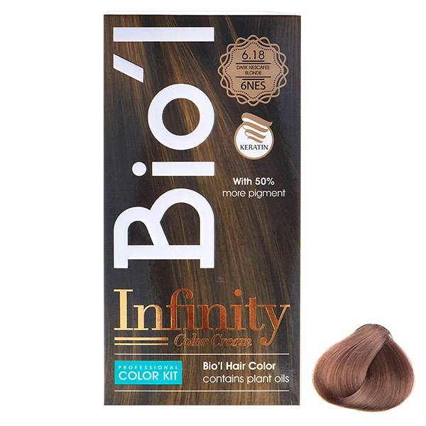 کیت رنگ موی Bio'l شماره 6.18 بلوند نسکافه ای تیره