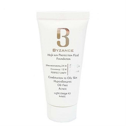 فلوئید ضدآفتاب کرم پودری SPF50 بژ روشن 10 مات بیزانس مناسب پوست مختلط و چرب 30 میلی لیترe
